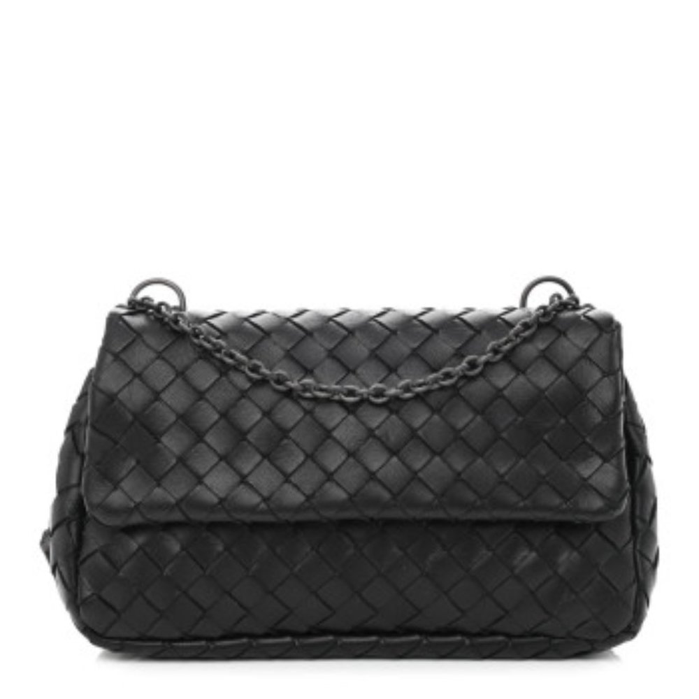 Nappa Intrecciato Mini Chain Messenger Black